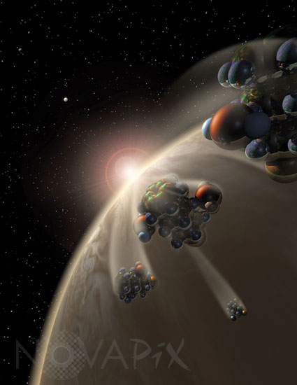 The transfer of life between planets - Illustration