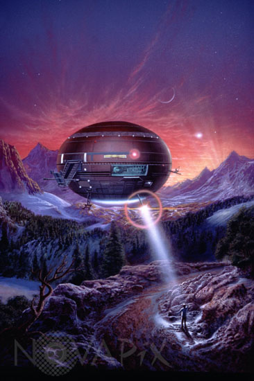 Rapt d'un terrien par des extraterrestres - Vue d'artiste
