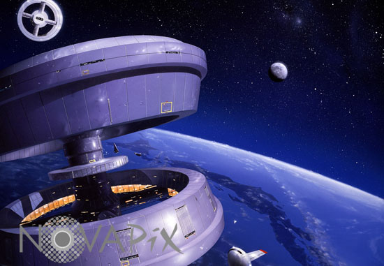 Stations spatiales en orbite autour de la Terre - Illustration