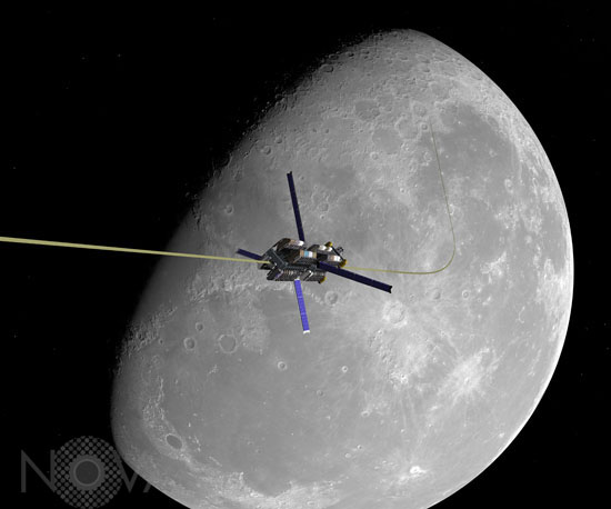 Lunar elevator ascending - Artist view