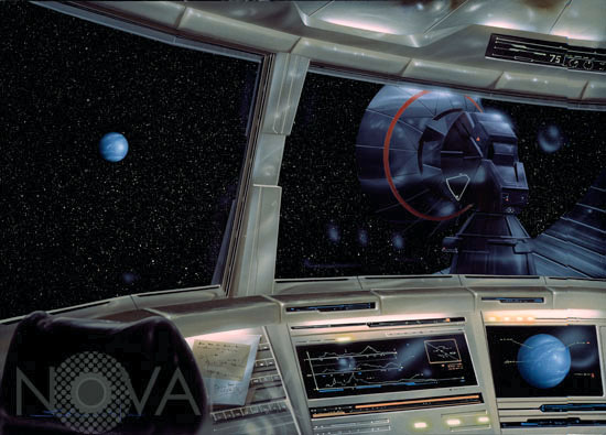 Spaceship and Earth-like exoplanet - Artist view