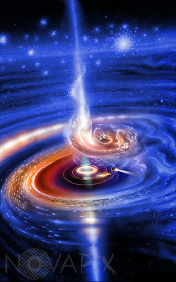 A starship approaching a black hole  - Artist view