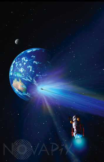 A spacecraft approaching a comet - Artist view