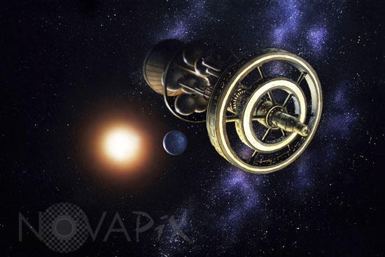 Spaceship over an exoplanet - Artist view