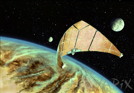 Voile solaire près d'une exoplanète - Vue d'artiste