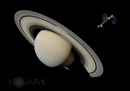 Vaisseau spatial près de Saturne - Vue d'artiste
