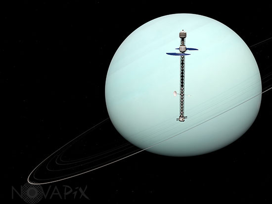 Interplanetary exploration vehicle near Uranus