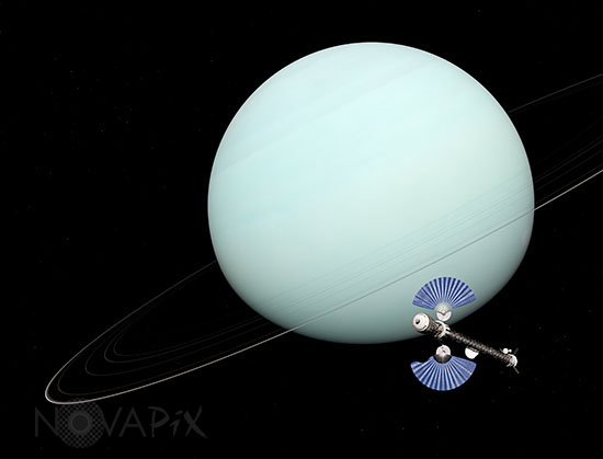 Interplanetary exploration vehicle near Uranus