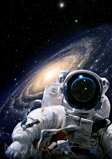 Astronaut and galaxy - Artist view