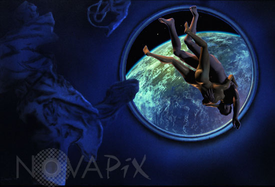 Lovemaking in zero gravity - Artist view