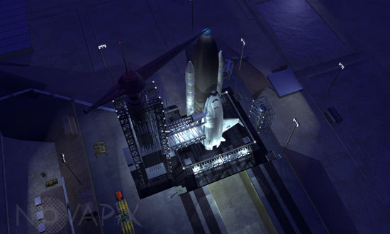 Terrene shuttle on launch pad