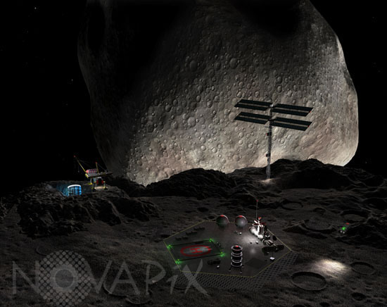 Mine sur un asteroide - Illustration