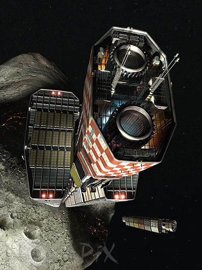 Mine sur un asteroide - Illustration