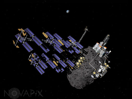 Mine sur un asteroide - Illustration