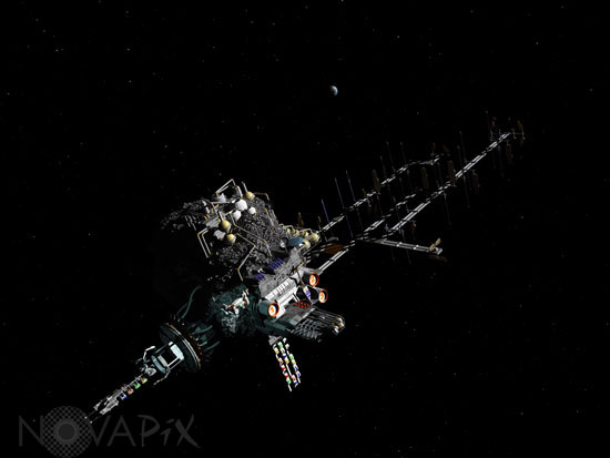 Mine sur un asteroide - Illustration