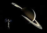 Vaisseau spatial près de Saturne - Vue d'artiste