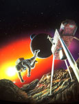 Astronaut on asteroid's surface - Artist view