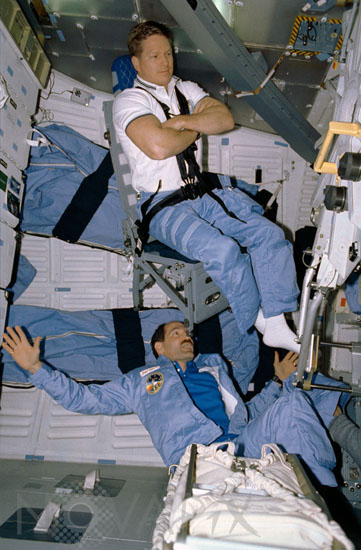 Astronauts in Space Shuttle Atlantis. December 1988