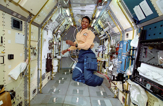 Mae Jemison in zero gravity