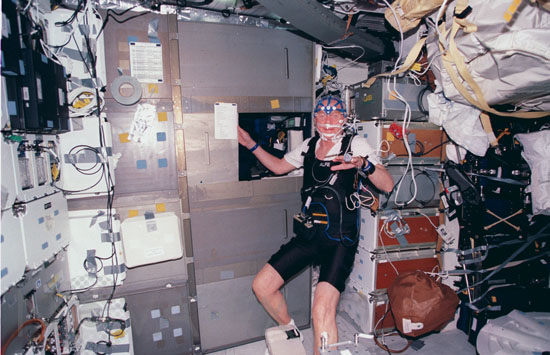 John Glenn in space shuttle Discovery- 1998
