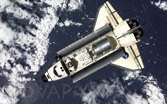 Shuttle Endeavour seen from ISS. April 2001