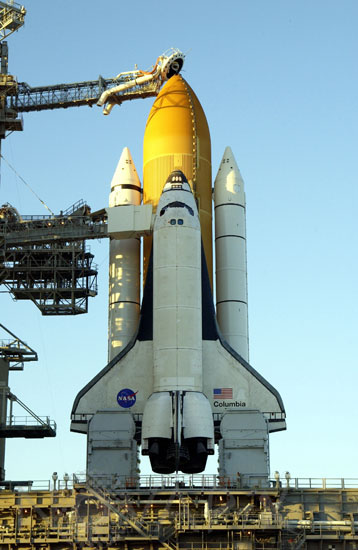 Shuttle Columbia on launch pad- 01/2003