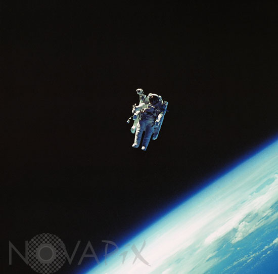 Astronaut Robert L. Stewart space walk 02/1984