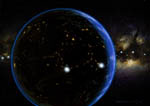 Exoplanète de type terrestre habitée - Vue d'artiste