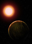 Vue d'artiste de l'exoplanète Gliese 581c
