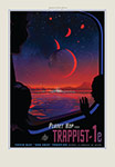 Affiche publicitaire futuriste pour le tourisme sur TRAPPIST-1e - Illustration