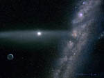 Vue d'artiste du système planétaire autour de Beta Pictoris
