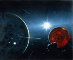 Vue d'artiste du système planétaire autour de Beta Pictoris