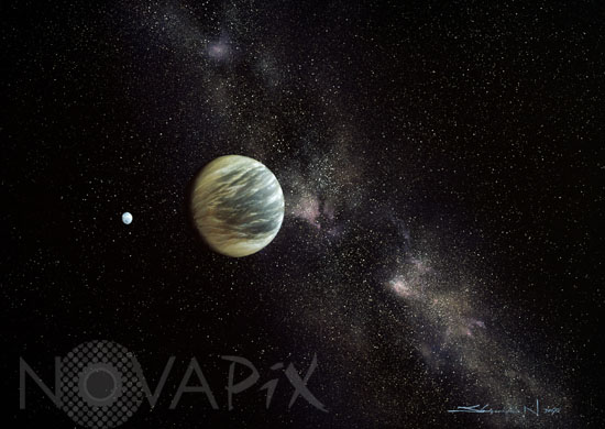 Venus-like exoplanet. Artwork.