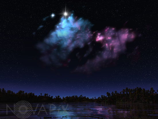 Ciel nocturne d'une planète extrasolaire