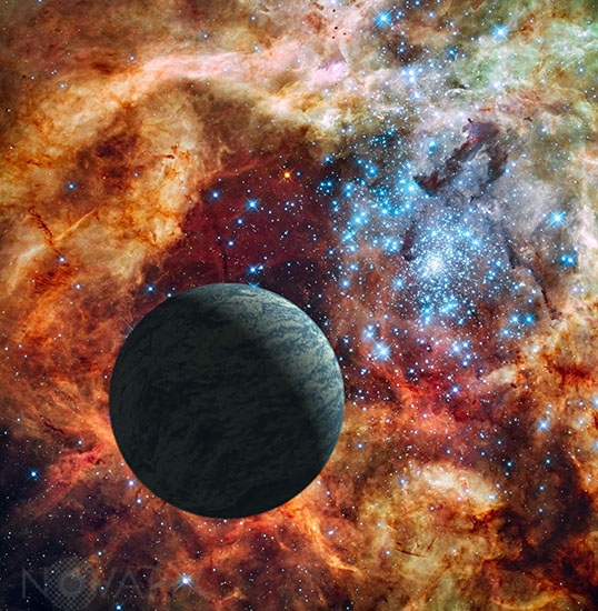 Planet close to a globular cluster - Artist view