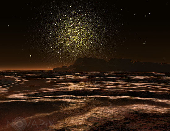 Planet close to a globular cluster - Artist view