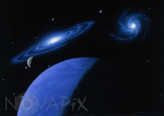 Planètes et galaxies - Vue d'artiste