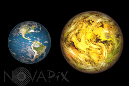 Earth and Gliese 581 c compared