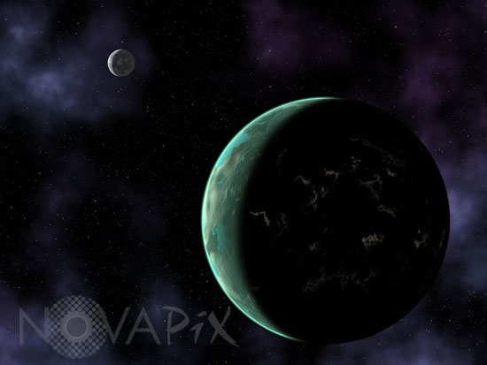 Exoplanète de type terrestre habitée - Vue d'artiste