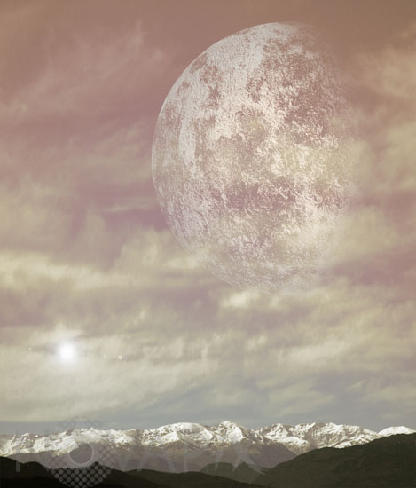 Vue d'artiste d'une exoplanète et de son satellite proche.