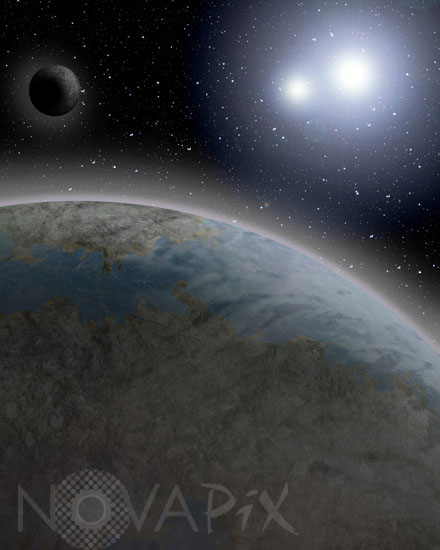 Exoplanets near a binary star-Artwork