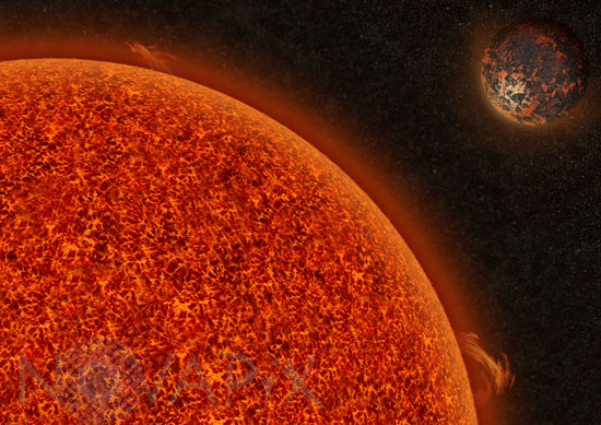 Exoplanète près d'une étoile géante rouge.