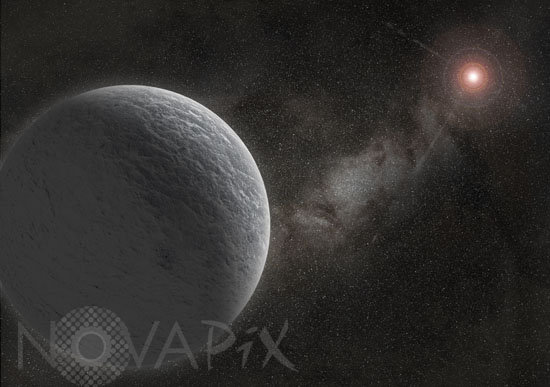Vue d'artiste de l'exoplanète OGLE-2005-BLG-390L b