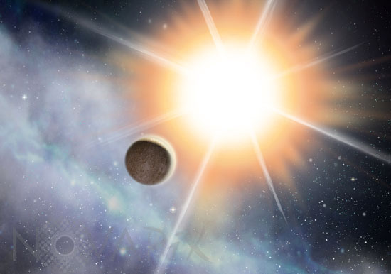 Exoplanète devant son étoile