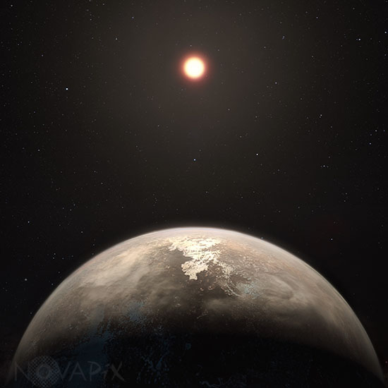 Artist's impression of the Ross 128 b exoplanet