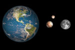 Comparaison entre la Terre, Pluton, Charon et la Lune