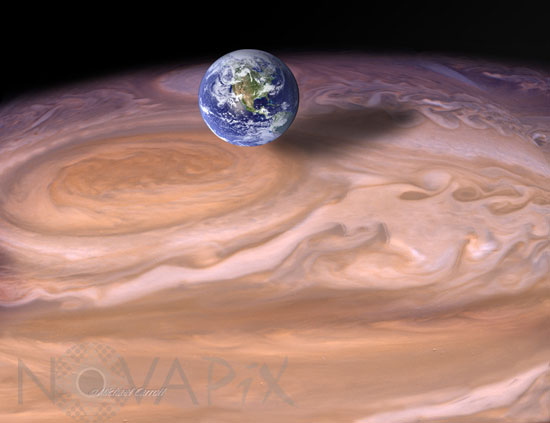Planetary-size comparison : Earth and Jupiter
