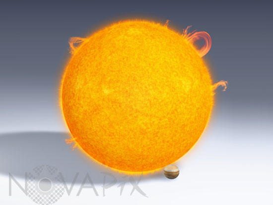 Comparaison des tailles du Soleil et de Jupiter