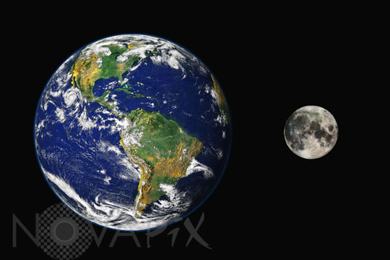 Planetary-size comparison : Earth and Moon