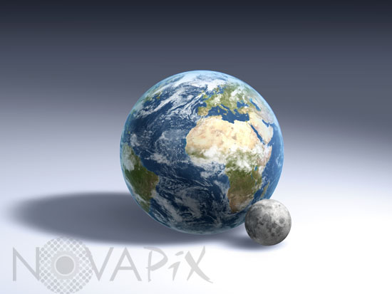 Planetary-size comparison : Earth and Moon